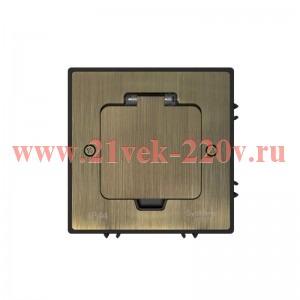 Лючок MultiDesk MDK20 на 2мод. IP44 с монтажной коробкой для бетонных полов античная латунь SE MDK20