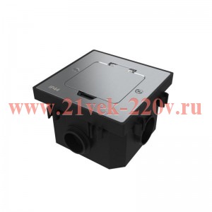 Лючок MultiDesk MDK21 с розеткой 2P+E 16А 250В IP44 с монтажной коробкой для бетонных полов серебр.