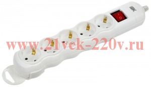 Колодка удлинителя 5-мест. с заземл. с выкл. РПр05В IEK WYP10-D-KP-16-05-ZKS-K01