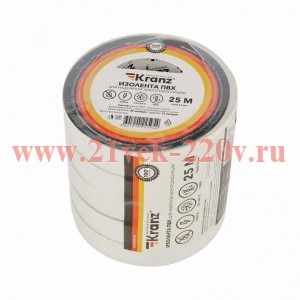 Изолента ПВХ 0.13х15мм 25м бел. Kranz KR-09-2101