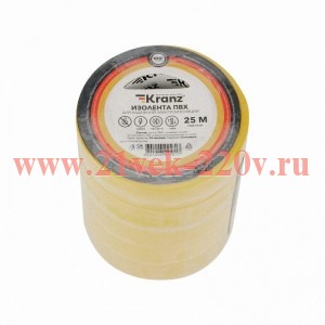 Изолента ПВХ 0.13х19мм 25м желт. Kranz KR-09-2202