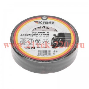 Изолента автомобильная полиэстер 0.17х19мм 25м Kranz KR-09-2916