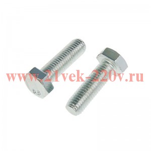 Болт М10х50 с шестигранной головкой цинк. DIN 933 (уп.2шт) класс прочности 8.8. пакет Tech-Krep 1029