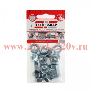 Гайка шестигранная М10 цинк. DIN 934 (уп.18шт) пакет Tech-Krep 103027