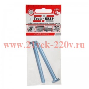 Болт DIN933 с шестигранной головкой М8х100 оцинк. (уп.2шт) Tech-KREP 103924