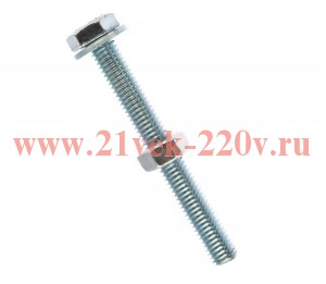 Болт DIN933 с шестигранной головкой оцинк. . М8х80+гайка+шайба (уп.2шт) Tech-Krep 130188