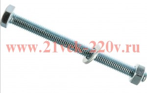 Болт DIN933 с шестигранной головкой оцинк. М12х60 + гайка + шайба (уп.2шт) Tech-KREP 136924