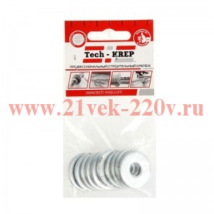 Шайба кузовная M10 цинк. DIN 9021 (уп.10шт) пакет Tech-Krep 103039