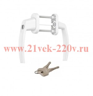 Ручка балконная двухсторонняя с ключом штифт 120мм металл бел. (пакет) Tech-Krep 148124