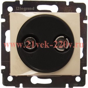 Розетка TV-FM проходная, 14dB, цвет слоновая кость Legrand