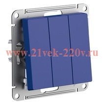 Трехклавишный выключатель 10АХ механизм SE AtlasDesign, аквамарин [уп 5 шт]