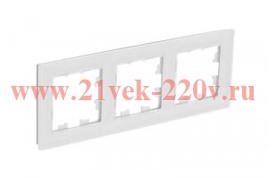 Рамка SE AtlasDesign Nature 3 поста, натуральное стекло белый