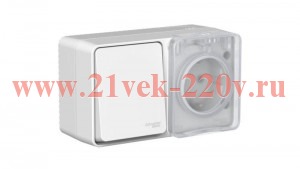Блок ОП AtlasDesign PROFI IP54 (розетка 16А заземл. защ. шторки + 1-кл. выключатель 10А) сер. SE ATN