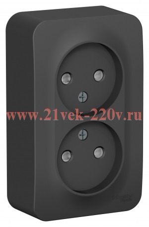 Розетка 2-ая без заземления со шторками Blanca Schneider Electric 16А 250В антрацит изол.пластина