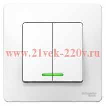 Выключатель 2-клавишный с подсветкой с/у Blanca Systeme Electric 6А 250В белый