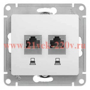 Розетка двойная компьютерная RJ45+RJ45 кат.5E механизм SE Glossa, белый
