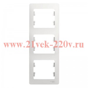 Рамка Glossa 3-постовая , вертикальная, белый