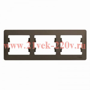 Рамка Glossa 3-постовая , горизонтальная, шоколад