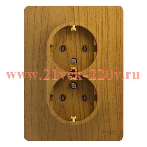 Розетка двойная с заземлением 16А в сборе SE Glossa, дерево дуб