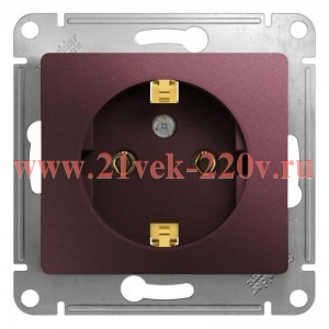 Розетка с заземлением 16А 250В механизм SE Glossa, баклажановый