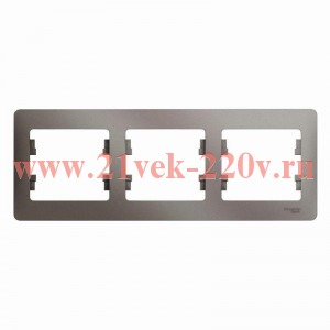 Рамка Glossa 3-постовая , горизонтальная, платина