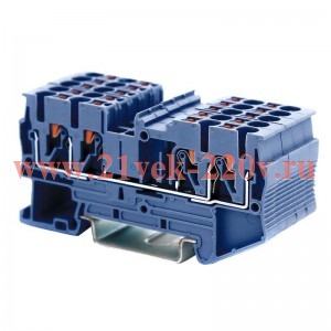 Клемма проходная зажим push-in 4 точки подключения 2.5кв.мм син. DKC VPR-2.5-QUATTRO-BU