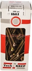 Саморез универсальный 60х6.0мм желт. (уп.100шт) Tech-KREP 102271