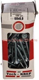 Саморез универсальный 60х6.0мм оцинкован. (уп.100шт) Tech-KREP 102208