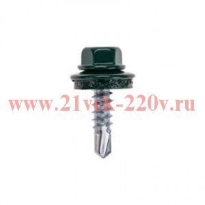 Саморез кровельный 4.8х19мм окрашенный RAL 6005 короб (уп.250шт) Kranz 1204-4819-3