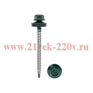 Саморез кровельный 4.8х50мм окрашенный RAL 6005 короб (уп.150шт) Kranz 1204-4850-3