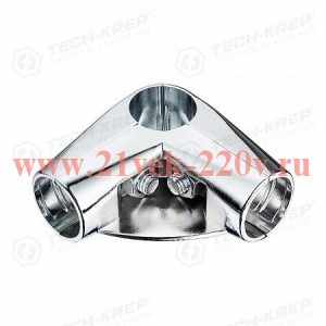 Соединитель 3-х труб угловой с площадкой для полки хром (уп.1шт) Tech-Krep 127445