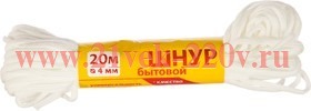 Шнур вязаный ПЭ бытовой 4мм бел. 20м Tech-KREP 139973