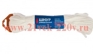 Шнур вязаный ПП 6мм с серд. универс. бел. 20м Tech-KREP 140330
