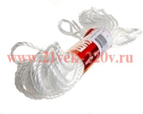 Шнур витой трехпрядный ПП 3мм бел. 20м Tech-KREP 139968