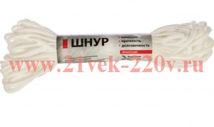 Шнур плетеный ПЭ 3.5мм 16-пряд бел. 20м Tech-KREP 140350