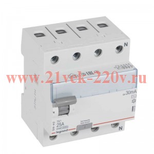 ВДТ TX3 4П 25A 30MA -AC LEGRAND