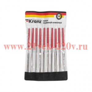 Набор надфилей алмазных 140х70х3мм Kranz KR-12-4115