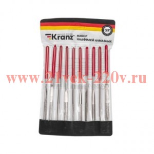 Набор надфилей алмазных 140х50х3мм Kranz KR-12-4112