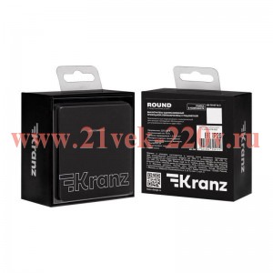 Выключатель 1-кл. СП ROUND MIELE 10А проходной переключатель с подсветкой оникс Kranz KR-78-0716-3
