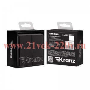 Выключатель 2-кл. СП STRONG MIELE 10А с подсветкой антрацит Kranz KR-78-0714-5