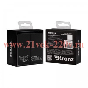 Выключатель 2-кл. СП ROUND MIELE 10А с подсветкой оникс Kranz KR-78-0714-3