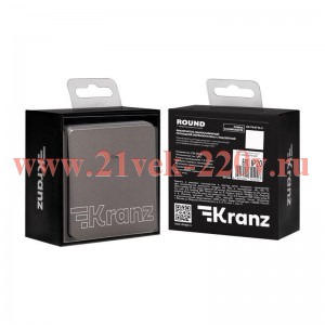 Выключатель 1-кл. СП ROUND MIELE 10А проходной переключатель с подсветкой титан Kranz KR-78-0716-2