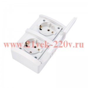 Блок розеток 2-м ОП INDUSTRIAL IP54 горизонт. с заземл. бел. Kranz KR-78-0805