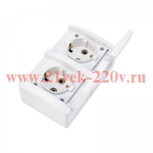 Блок розеток 2-м ОП INDUSTRIAL IP54 горизонт. с заземл. керамика бел. Kranz KR-78-0803
