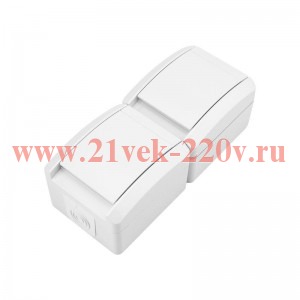 Блок розеток 2-м ОП INDUSTRIAL IP54 вертик. с заземл. бел. Kranz KR-78-0802
