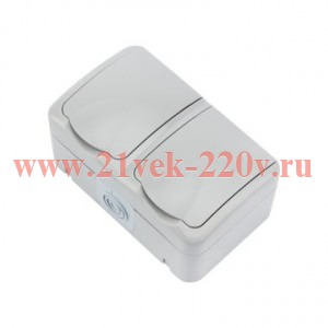 Блок розеток 2-м ОП Mini OG IP54 горизонт. с заземл. сер. Kranz KR-78-0806