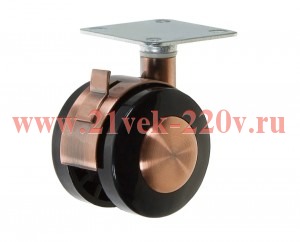 Колесо мебельное поворотное пластик бронза площадка D50 с тормозом (пакет) Tech-Krep 151202