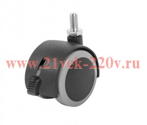 Колесо мебельное поворотное обрезин.пластик черн. резьба М10 D40 с тормозом (пакет) Tech-Krep 152334