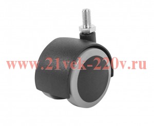 Колесо мебельное поворотное обрезин.пластик черн. резьба М8 D40 б/т (пакет) Tech-Krep 152326