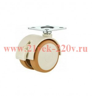 Колесо мебельное поворотное пластик беж. площадка D40 с тормозом (пакет) Tech-Krep 152325